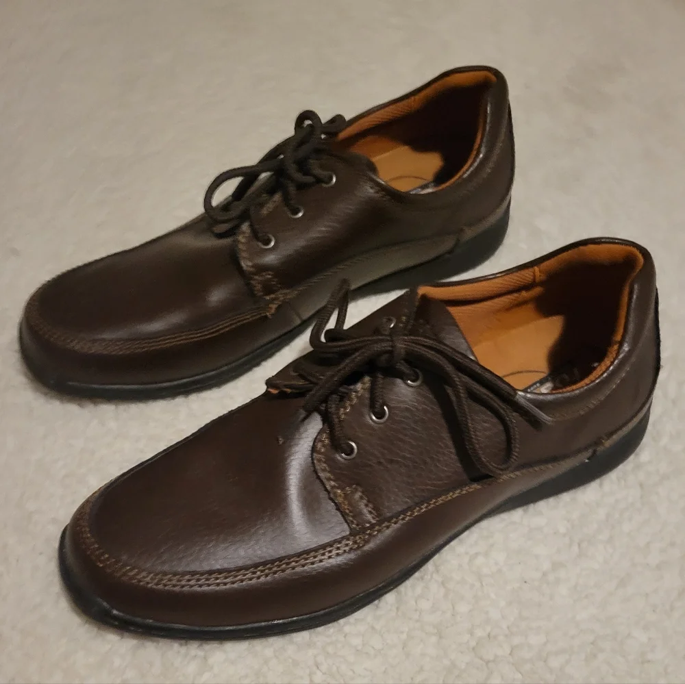 MENS STREET CARS MEMORY FOAM LEATHER OXFORDS BROWN SIZE 12 - Picture 3 of 10